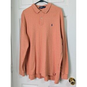 POLO RALPH LAUREN Men's L/S Polo Mens XL Apricot Orange Embroidered Logo Classic